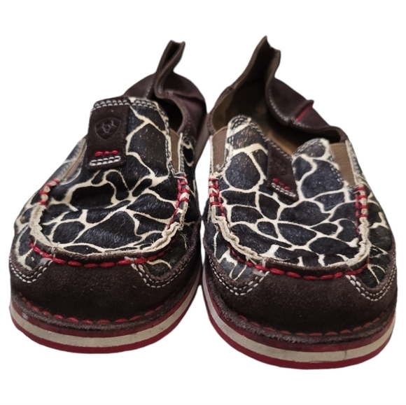 Ariat Chocolate Chip Giraffe Print Cruiser Slip-on Shoes 8.5 Leather - Picture 2 of 9